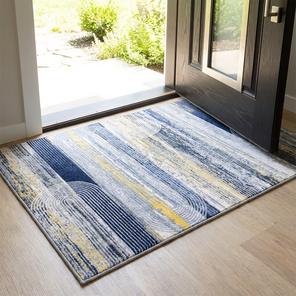 Muddy Carpet Horizon Washable Area Rugs for Living Room, Bedroom & Dining Room – Modern Soft Low Pile Non Slip Carpet – Pet Friendly Waterproof Foldable Rugs for Home