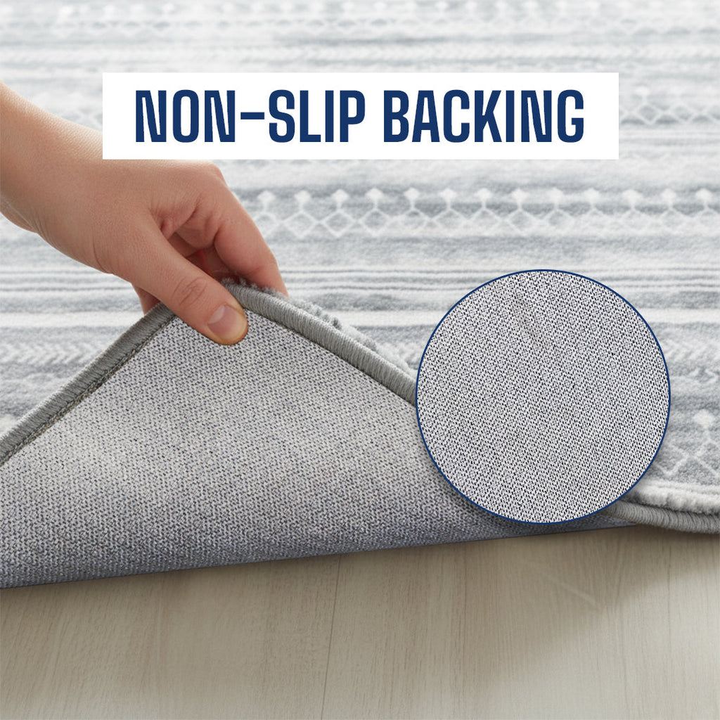 Muddy Carpet Greyline Washable Area Rugs for Living Room, Bedroom & Dining Room – Modern Soft Low Pile Non Slip Carpet – Pet Friendly Waterproof Foldable Rugs for Home