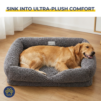 Muddymats® Rectangle Dog Bed — Real Memory Foam Support, Cozy Chenille Cover, Machine Washable | Fits Small to Large Dogs