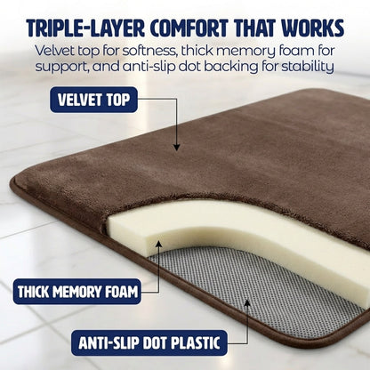 Muddymats® Memory Foam Bath Mat Set 2 Piece – Velvet Soft Non Slip Bathroom Rugs Set, Thick Absorbent Washable Bath Mats for Bathroom Floor and Shower, 20"x30" + 20"x20" U-Shaped