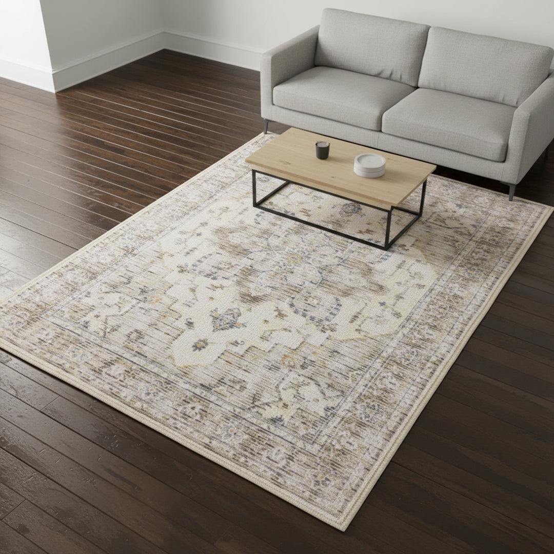 Muddy Carpet Tuscany Washable Area Rugs for Living Room, Bedroom & Dining Room – Modern Soft Low Pile Non Slip Carpet – Pet Friendly Waterproof Foldable Rugs for Home