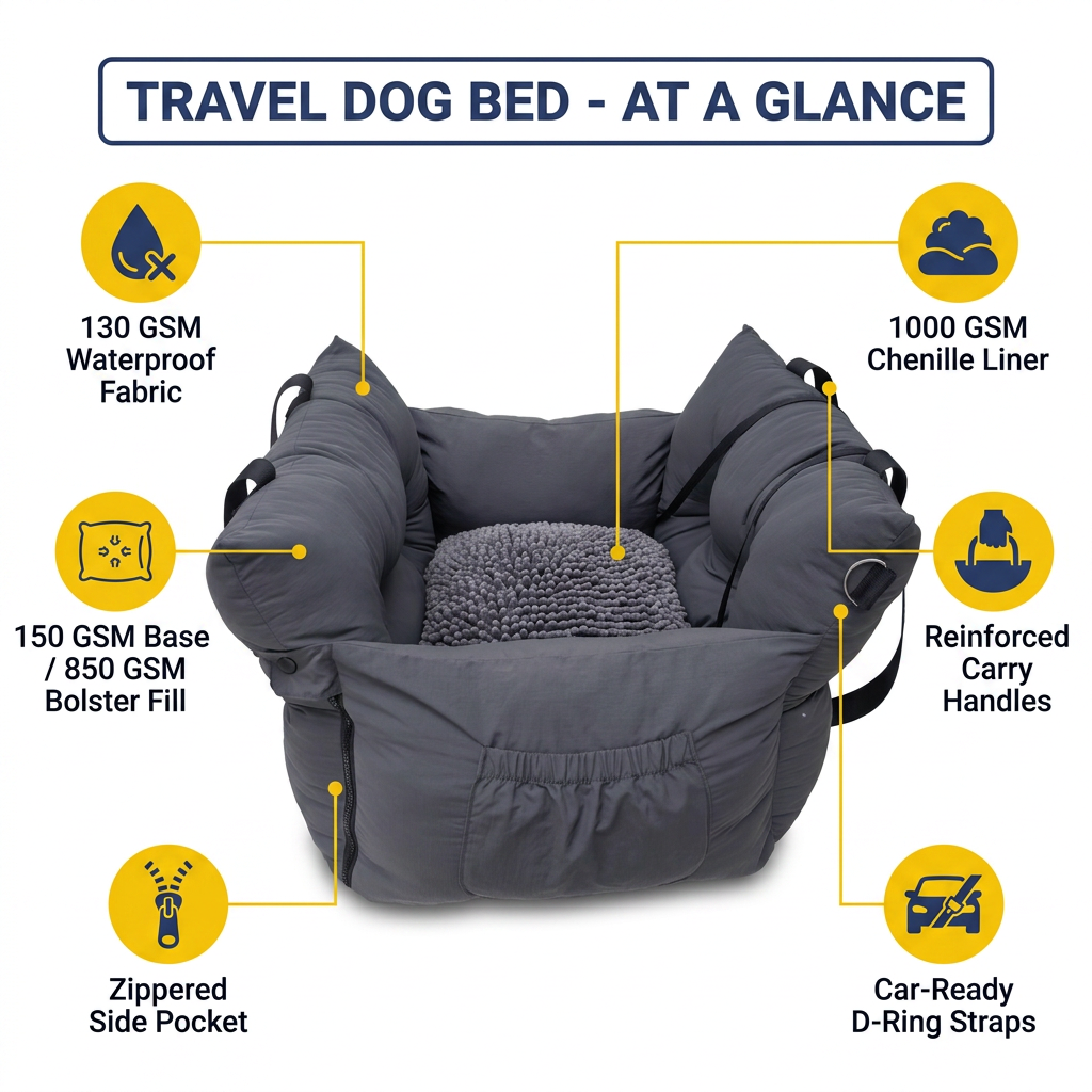 Muddymats® Cloud K-9 Bed – Travel Dog Bed - 16" x 20"