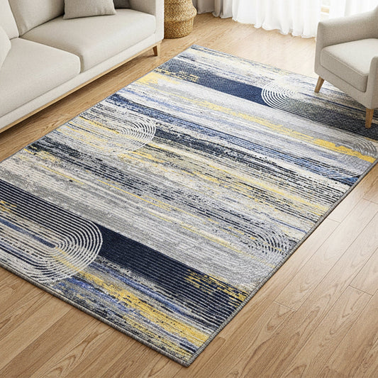Muddy Carpet Horizon Washable Area Rugs for Living Room, Bedroom & Dining Room – Modern Soft Low Pile Non Slip Carpet – Pet Friendly Waterproof Foldable Rugs for Home