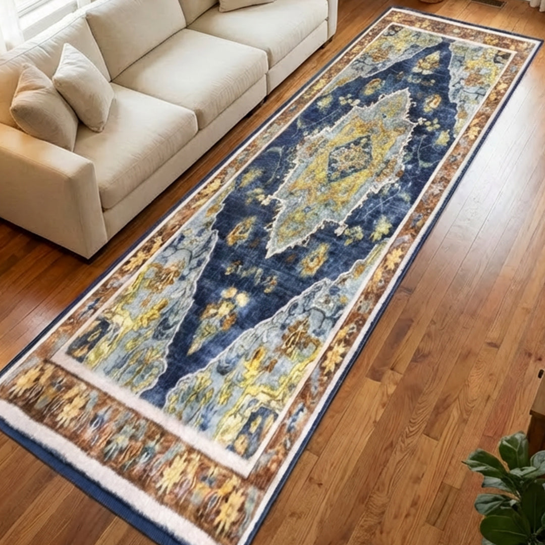 Muddy Carpet Mosaic Washable Area Rugs for Living Room, Bedroom & Dining Room – Modern Soft Low Pile Non Slip Carpet – Pet Friendly Waterproof Foldable Rugs for Home