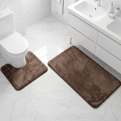 Muddymats® Memory Foam Bath Mat Set 2 Piece – Velvet Soft Non Slip Bathroom Rugs Set, Thick Absorbent Washable Bath Mats for Bathroom Floor and Shower, 20"x30" + 20"x20" U-Shaped
