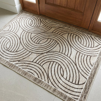 Muddy Carpet Orbit Washable Area Rugs for Living Room, Bedroom & Dining Room – Modern Soft Low Pile Non Slip Carpet – Pet Friendly Waterproof Foldable Rugs for Home