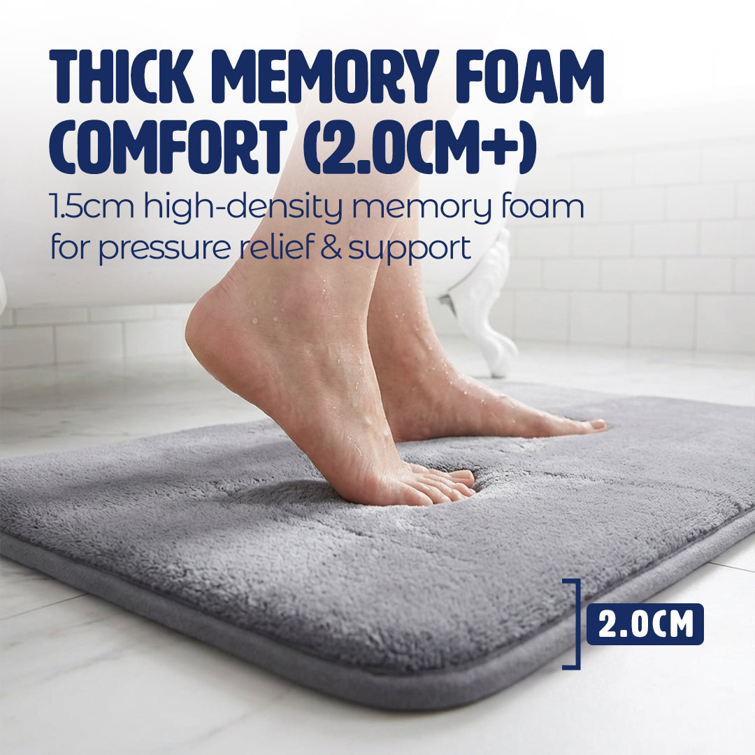 Muddymats® Memory Foam Bath Mat – Velvet Soft Non Slip Bathroom Rugs, Thick Absorbent Bath Rugs, Washable Bath Mat for Bathroom Floor and Shower