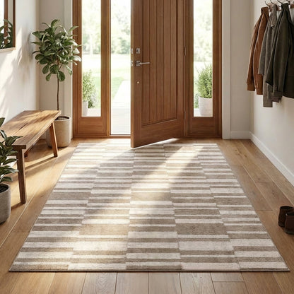 Muddy Carpet Brickline Washable Area Rugs for Living Room, Bedroom & Dining Room – Modern Soft Low Pile Non Slip Carpet – Pet Friendly Waterproof Foldable Rugs for Home
