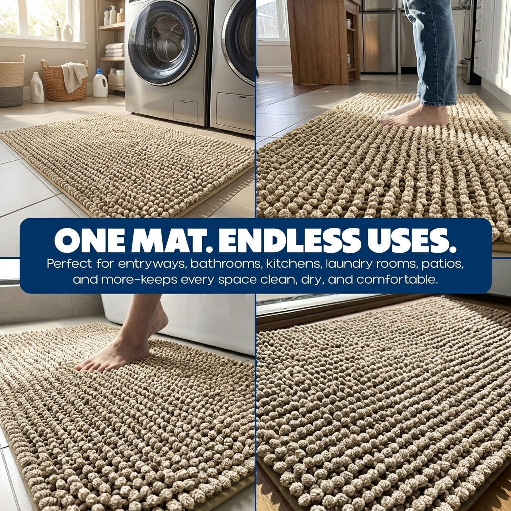 Muddymats® T.Max Dual Tone Indoor Dog Door Mat & Bathroom Rugs – Non Slip Chenille Entryway Rug for Muddy Paws, Super Absorbent Washable Front Door Mat, Quick Dry Bath Mat