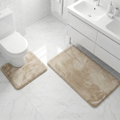 Muddymats® Memory Foam Bath Mat Set 2 Piece – Velvet Soft Non Slip Bathroom Rugs Set, Thick Absorbent Washable Bath Mats for Bathroom Floor and Shower, 20"x30" + 20"x20" U-Shaped