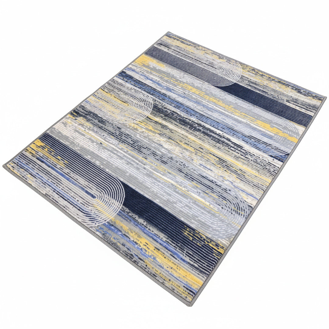 Muddy Carpet Horizon Washable Area Rugs for Living Room, Bedroom & Dining Room – Modern Soft Low Pile Non Slip Carpet – Pet Friendly Waterproof Foldable Rugs for Home