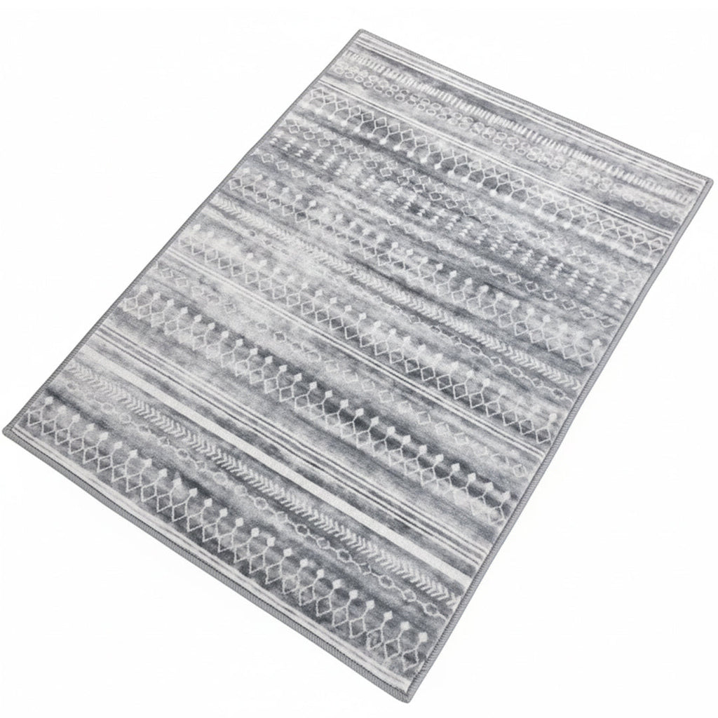 Muddy Carpet Greyline Washable Area Rugs for Living Room, Bedroom & Dining Room – Modern Soft Low Pile Non Slip Carpet – Pet Friendly Waterproof Foldable Rugs for Home