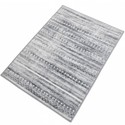 Muddy Carpet Greyline Washable Area Rugs for Living Room, Bedroom & Dining Room – Modern Soft Low Pile Non Slip Carpet – Pet Friendly Waterproof Foldable Rugs for Home