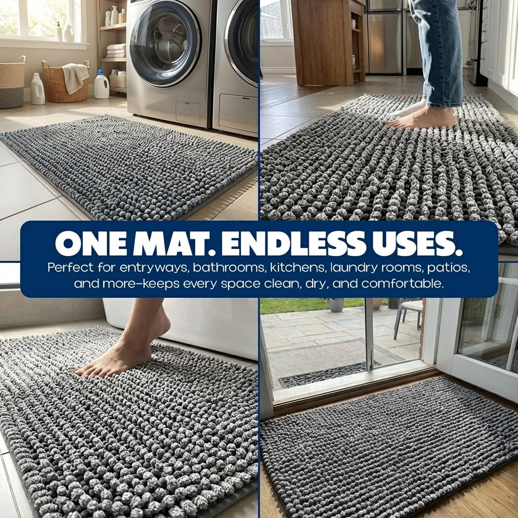Muddymats® T.Max Dual Tone Indoor Dog Door Mat & Bathroom Rugs – Non Slip Chenille Entryway Rug for Muddy Paws, Super Absorbent Washable Front Door Mat, Quick Dry Bath Mat