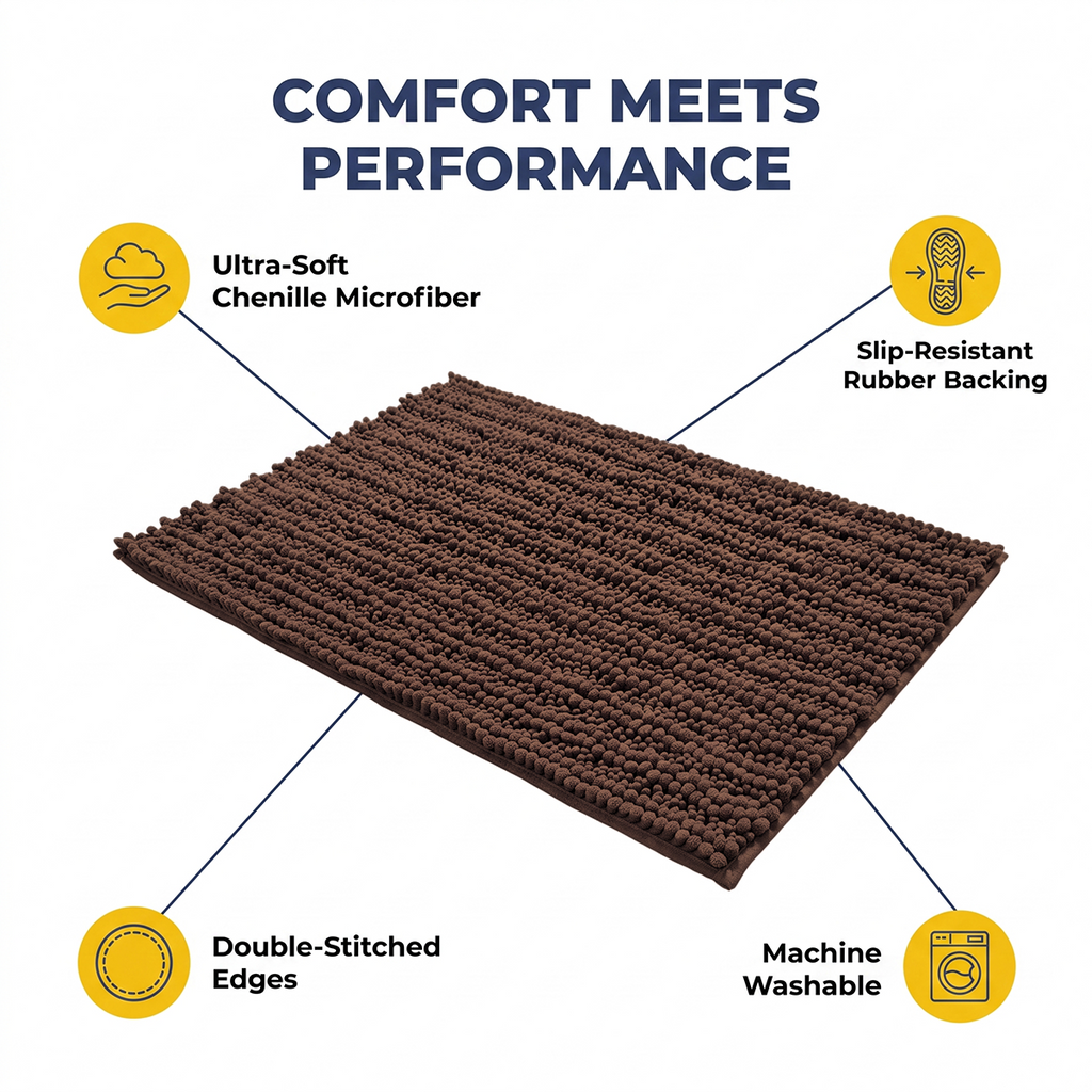 Muddymats® DuoMax Dog Door Mat for Muddy Paws – Dual-Texture Absorbent Mat Chenille Entryway Muddy Carpet®, Microfiber Quick Dry, Slip Resistant Machine Washable Indoor Mat