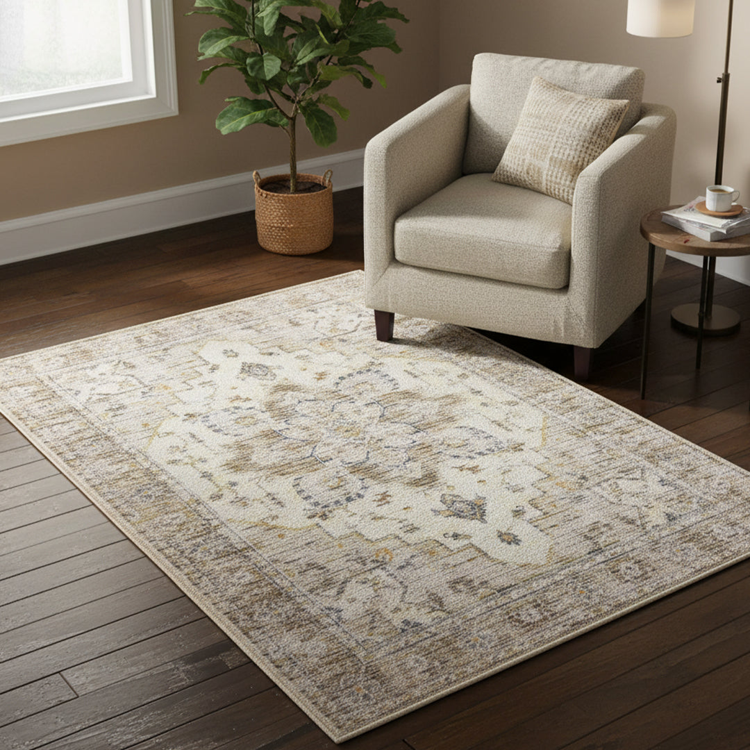 Muddy Carpet Tuscany Washable Area Rugs for Living Room, Bedroom & Dining Room – Modern Soft Low Pile Non Slip Carpet – Pet Friendly Waterproof Foldable Rugs for Home