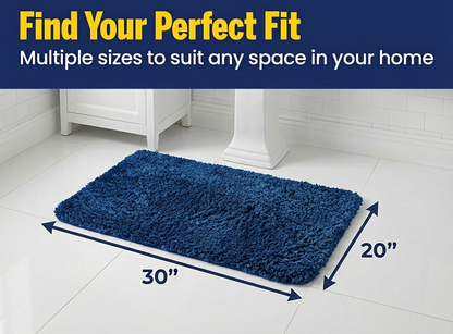 Muddymats® Fluffy Bathroom Rug, Soft Absorbent Microfiber Bath Mat, Non Slip, Quick Dry, Machine Washable for Bathroom Floor, Tub, Shower, Toilet and Sink