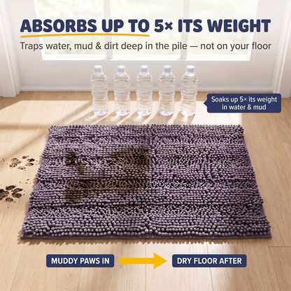 Muddymats® StripeMax Dog Floor Mat for Muddy Paws – Thick Plush Striped Chenille Muddy Carpet®, Super Water Absorbent Microfiber, Quick Dry, Slip Resistant Washable Indoor Mat