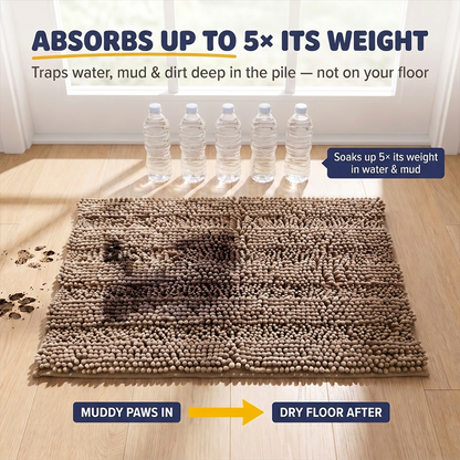 Muddymats® StripeMax Dog Floor Mat for Muddy Paws – Thick Plush Striped Chenille Muddy Carpet®, Super Water Absorbent Microfiber, Quick Dry, Slip Resistant Washable Indoor Mat