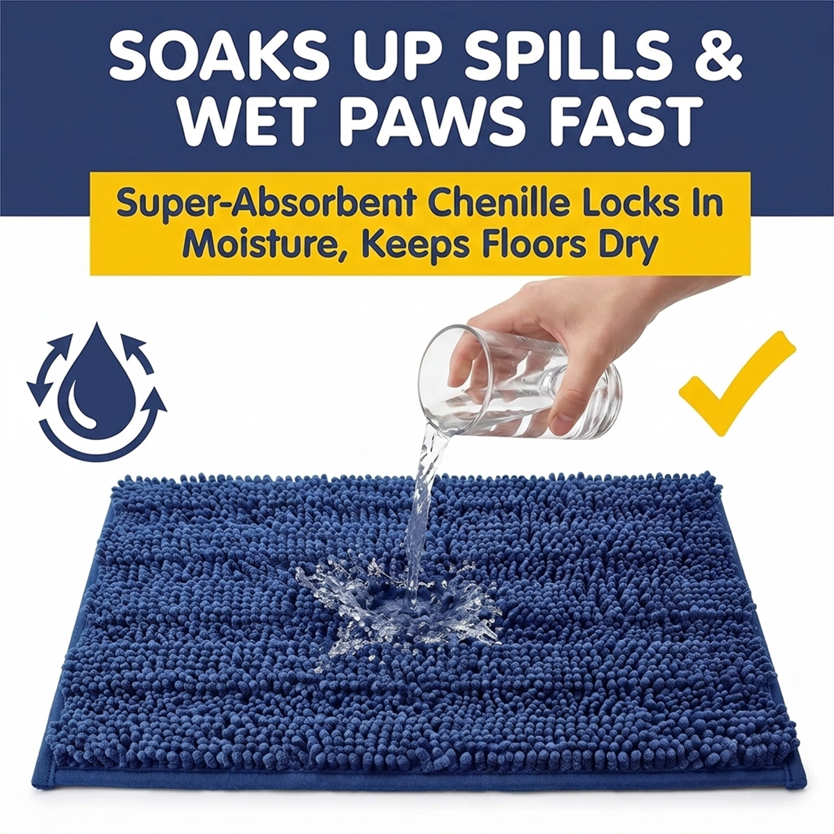 Muddymats® StripeMax Dog Floor Mat for Muddy Paws – Thick Plush Striped Chenille Muddy Carpet®, Super Water Absorbent Microfiber, Quick Dry, Slip Resistant Washable Indoor Mat