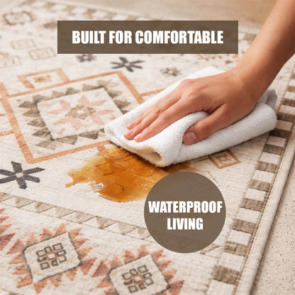 Muddy Carpet Sedona Washable Area Rugs for Living Room, Bedroom & Dining Room – Modern Soft Low Pile Non Slip Carpet – Pet Friendly Waterproof Foldable Rugs for Home