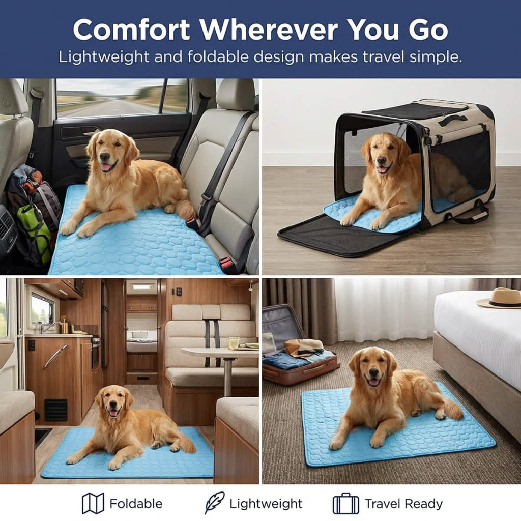 Muddymats® Self-Cooling Dog Mat, Ice Silk Cooling Pad for Dogs & Cats, No Water or Electricity Needed, Easy to Clean Non-Slip Summer Pet Mat for Indoor & Outdoor, Sofa, Crate & Car