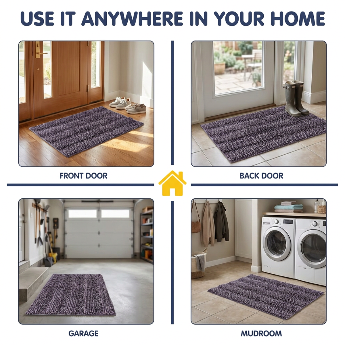 Muddymats® StripeMax Dog Floor Mat for Muddy Paws – Thick Plush Striped Chenille Muddy Carpet®, Super Water Absorbent Microfiber, Quick Dry, Slip Resistant Washable Indoor Mat
