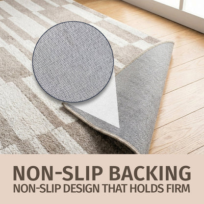 Muddy Carpet Brickline Washable Area Rugs for Living Room, Bedroom & Dining Room – Modern Soft Low Pile Non Slip Carpet – Pet Friendly Waterproof Foldable Rugs for Home