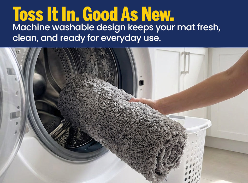 Muddymats® Fluffy Bathroom Rug, Soft Absorbent Microfiber Bath Mat, Non Slip, Quick Dry, Machine Washable for Bathroom Floor, Tub, Shower, Toilet and Sink