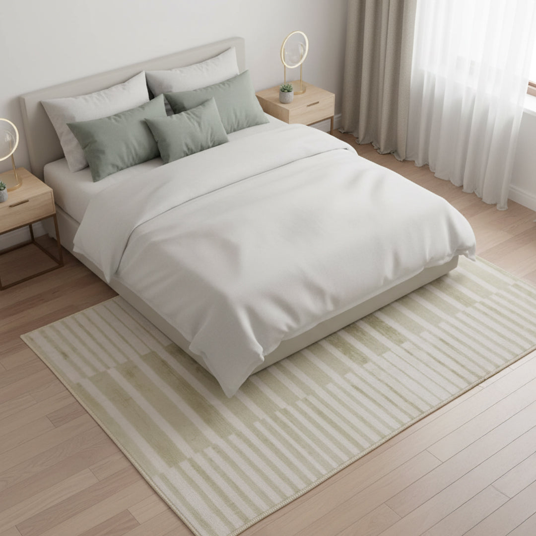 Muddy Carpet Creamline Washable Area Rugs for Living Room, Bedroom & Dining Room – Modern Soft Low Pile Non Slip Carpet – Pet Friendly Waterproof Foldable Rugs for Home
