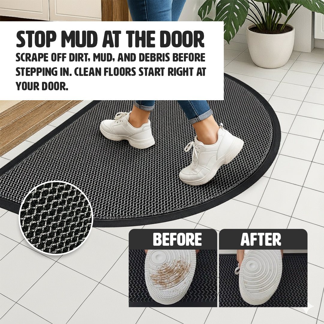 Muddymats® Semi-Circle Meshy Door Mat Heavy-Duty Quick-Dry Floor Mat, Sand & Dirt Trapper for Indoor & Outdoor, Ideal for Entrance, Patios & Garages, Low-Profile, Non-Slip, Washable, Mudroom