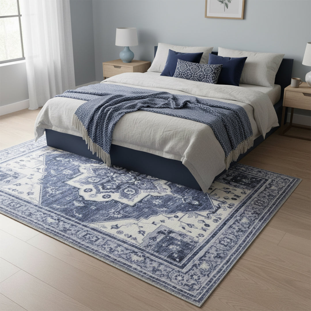 Muddy Carpet Admiral Washable Area Rugs for Living Room, Bedroom & Dining Room – Modern Soft Low Pile Non Slip Carpet – Pet Friendly Waterproof Foldable Rugs for Home