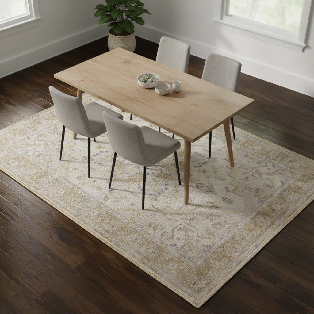 Muddy Carpet Champagne Washable Area Rugs for Living Room, Bedroom & Dining Room – Modern Soft Low Pile Non Slip Carpet – Pet Friendly Waterproof Foldable Rugs for Home