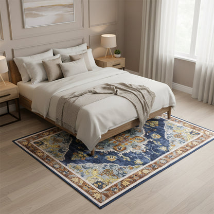 Muddy Carpet Mosaic Washable Area Rugs for Living Room, Bedroom & Dining Room – Modern Soft Low Pile Non Slip Carpet – Pet Friendly Waterproof Foldable Rugs for Home
