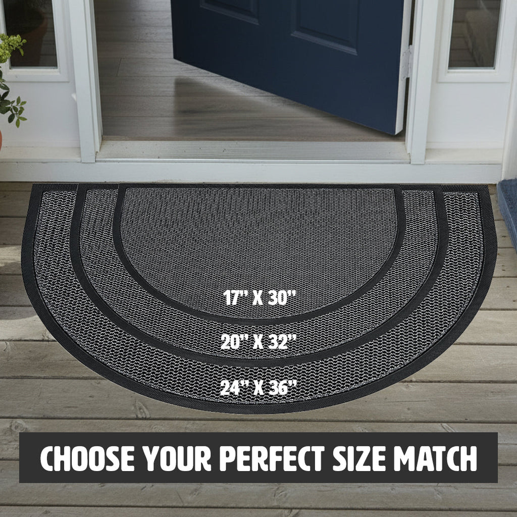 Muddymats® Semi-Circle Meshy Door Mat Heavy-Duty Quick-Dry Floor Mat, Sand & Dirt Trapper for Indoor & Outdoor, Ideal for Entrance, Patios & Garages, Low-Profile, Non-Slip, Washable, Mudroom
