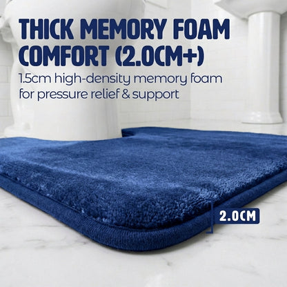 Muddymats® Memory Foam Bath Mat Set 2 Piece – Velvet Soft Non Slip Bathroom Rugs Set, Thick Absorbent Washable Bath Mats for Bathroom Floor and Shower, 20"x30" + 20"x20" U-Shaped