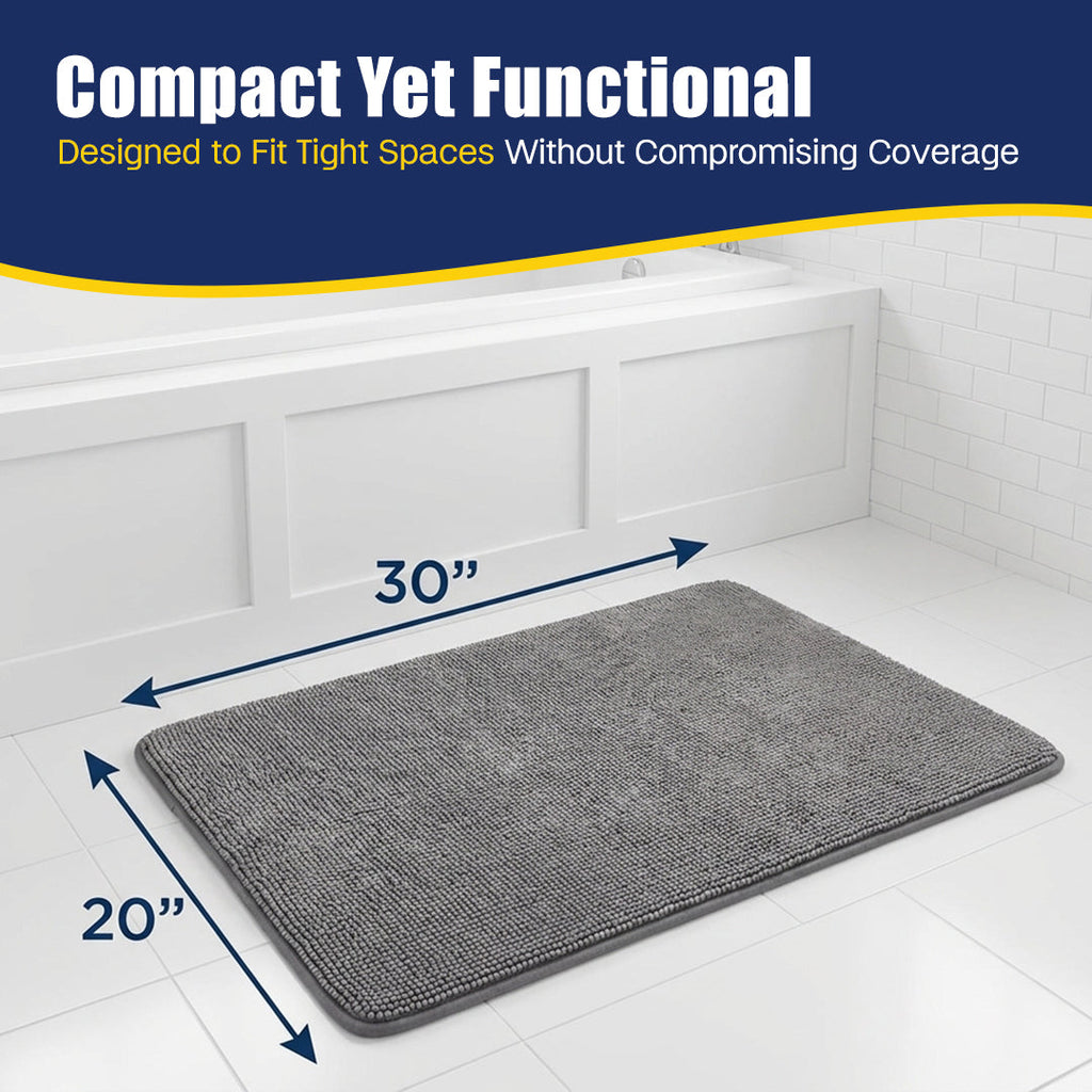 Muddymats® CloudStep Bathroom Rugs, Non Slip Bath Mats for Bathroom, Super Absorbent Memory Foam Chenille, Quick Dry Machine Washable Thick Toilet Rug for Shower Tub and Floor