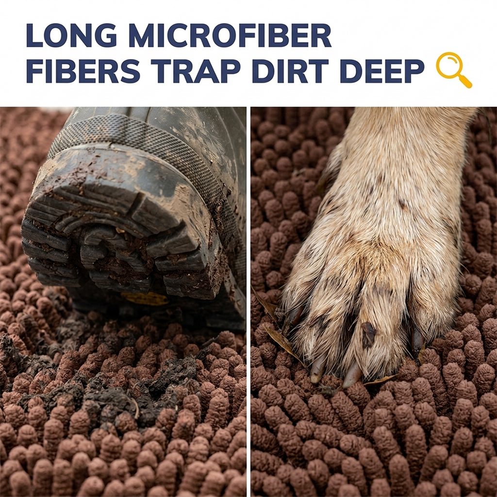 Muddymats® DuoMax Dog Door Mat for Muddy Paws – Dual-Texture Absorbent Mat Chenille Entryway Muddy Carpet®, Microfiber Quick Dry, Slip Resistant Machine Washable Indoor Mat
