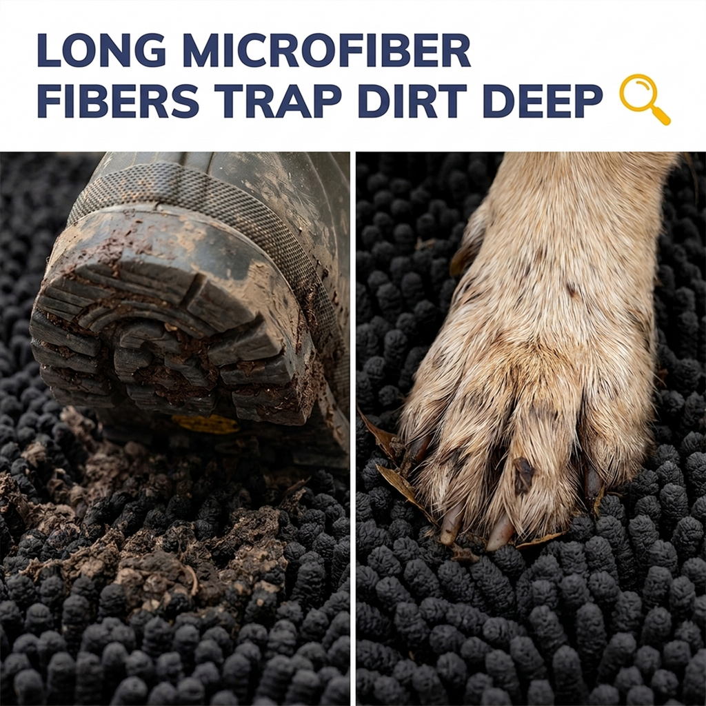 Muddymats® DuoMax Dog Door Mat for Muddy Paws – Dual-Texture Absorbent Mat Chenille Entryway Muddy Carpet®, Microfiber Quick Dry, Slip Resistant Machine Washable Indoor Mat