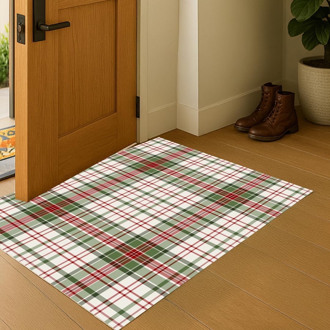 Muddy Carpet Plaid Washable Area Rugs for Living Room, Bedroom & Dining Room – Modern Soft Low Pile Non Slip Carpet – Pet Friendly Waterproof Foldable Rugs for Home