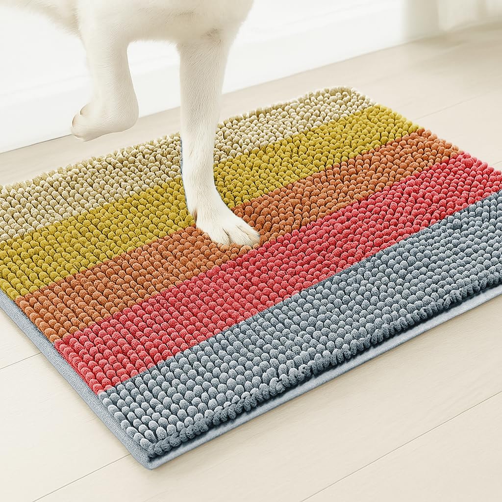 Muddymats® Horizontal Loop Design Super Absorbent Chenille Dog Door Mat for Muddy Paws – Non-Slip, Machine Washable Indoor Entry Rug, Quick-Dry Pet Mat for Entryway