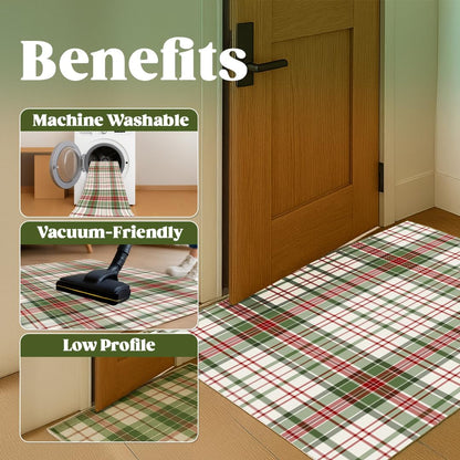 Muddy Carpet Plaid Washable Area Rugs for Living Room, Bedroom & Dining Room – Modern Soft Low Pile Non Slip Carpet – Pet Friendly Waterproof Foldable Rugs for Home