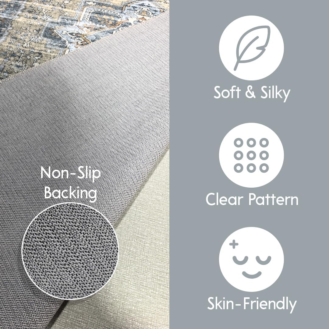 Muddy Carpet Coral Washable Area Rugs for Living Room, Bedroom & Dining Room – Modern Soft Low Pile Non Slip Carpet – Pet Friendly Waterproof Foldable Rugs for Home