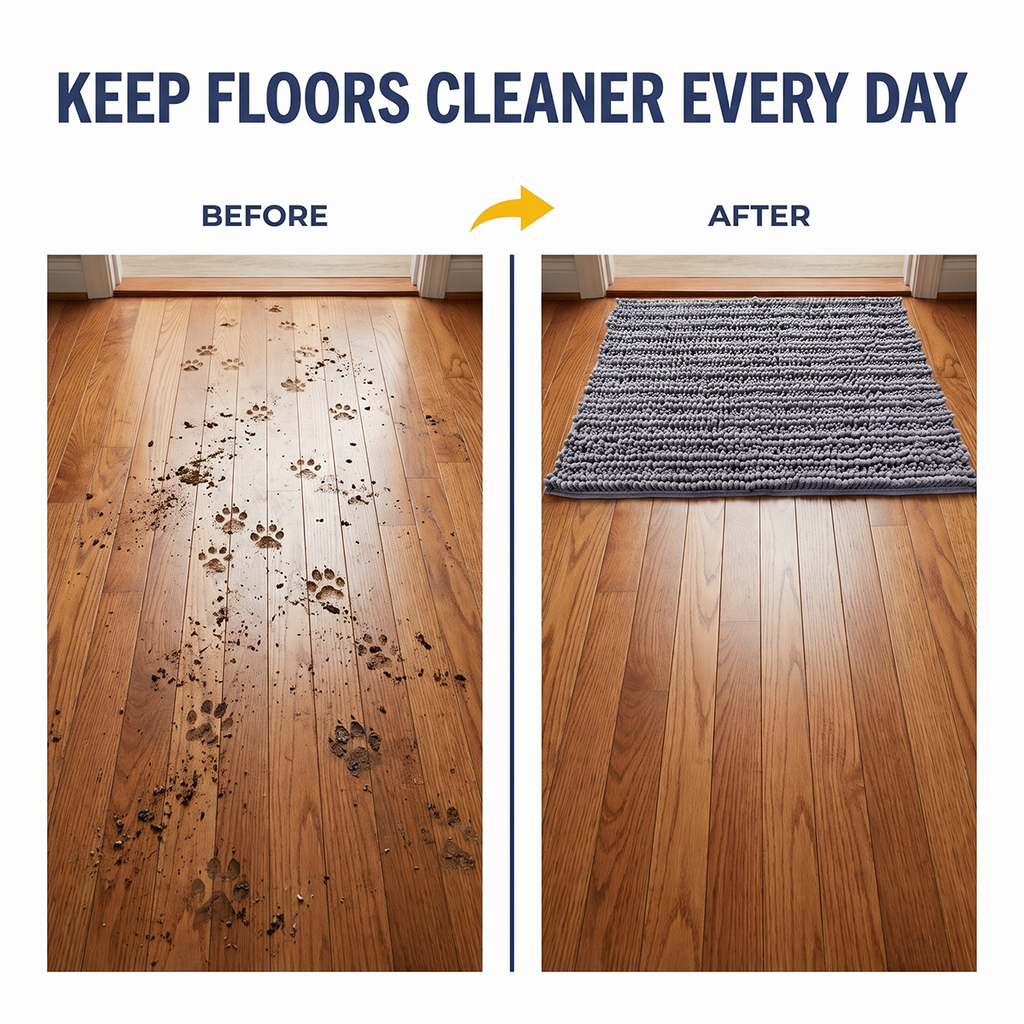 Muddymats® DuoMax Dog Door Mat for Muddy Paws – Dual-Texture Absorbent Mat Chenille Entryway Muddy Carpet®, Microfiber Quick Dry, Slip Resistant Machine Washable Indoor Mat