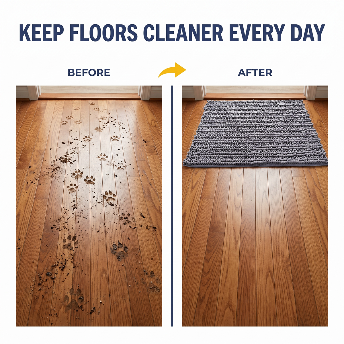 Muddymats® DuoMax Dog Door Mat for Muddy Paws – Dual-Texture Absorbent Mat Chenille Entryway Muddy Carpet®, Microfiber Quick Dry, Slip Resistant Machine Washable Indoor Mat