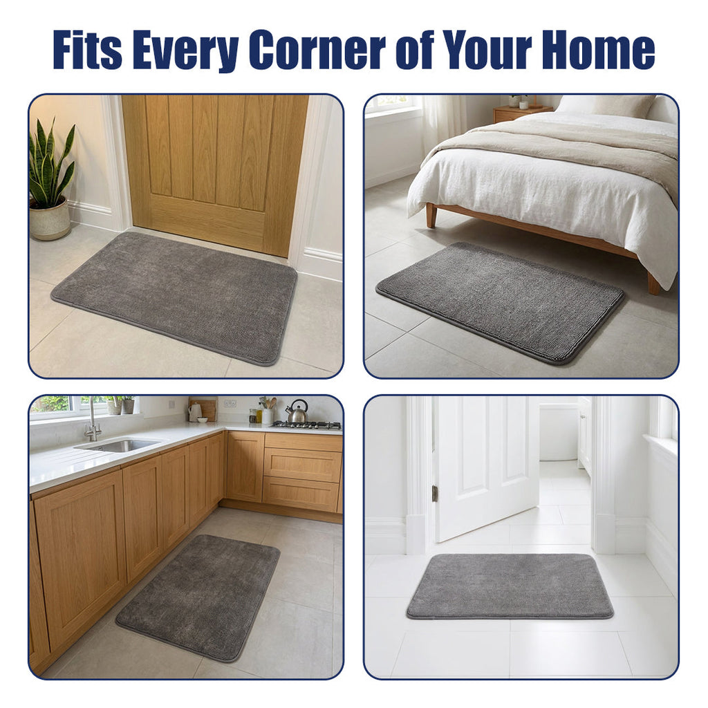 Muddymats® CloudStep Bathroom Rugs, Non Slip Bath Mats for Bathroom, Super Absorbent Memory Foam Chenille, Quick Dry Machine Washable Thick Toilet Rug for Shower Tub and Floor