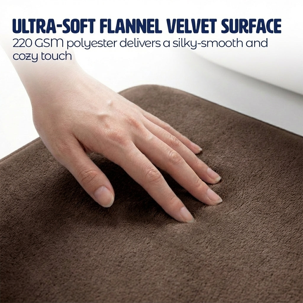 Muddymats® Memory Foam Bath Mat Set 2 Piece – Velvet Soft Non Slip Bathroom Rugs Set, Thick Absorbent Washable Bath Mats for Bathroom Floor and Shower, 20"x30" + 20"x20" U-Shaped