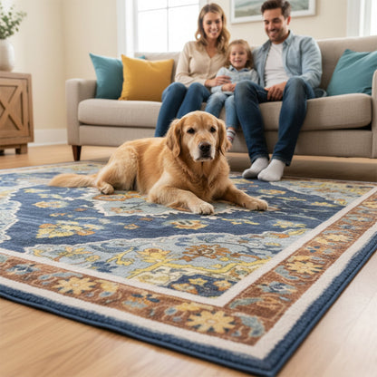 Muddy Carpet Mosaic Washable Area Rugs for Living Room, Bedroom & Dining Room – Modern Soft Low Pile Non Slip Carpet – Pet Friendly Waterproof Foldable Rugs for Home