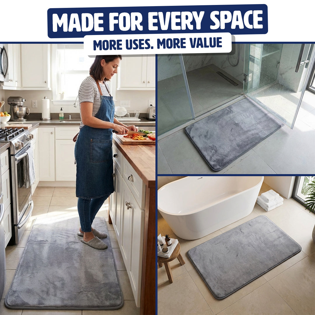 Muddymats® Memory Foam Bath Mat Set 2 Piece – Velvet Soft Non Slip Bathroom Rugs Set, Thick Absorbent Washable Bath Mats for Bathroom Floor and Shower, 20"x30" + 20"x20" U-Shaped
