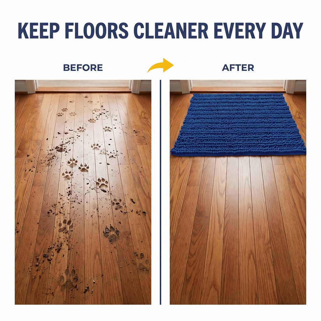 Muddymats® DuoMax Dog Door Mat for Muddy Paws – Dual-Texture Absorbent Mat Chenille Entryway Muddy Carpet®, Microfiber Quick Dry, Slip Resistant Machine Washable Indoor Mat
